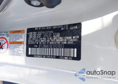 2014 Scion Fr-S Monogram из США, поврежденный, VIN JF1ZNAA18E9707653